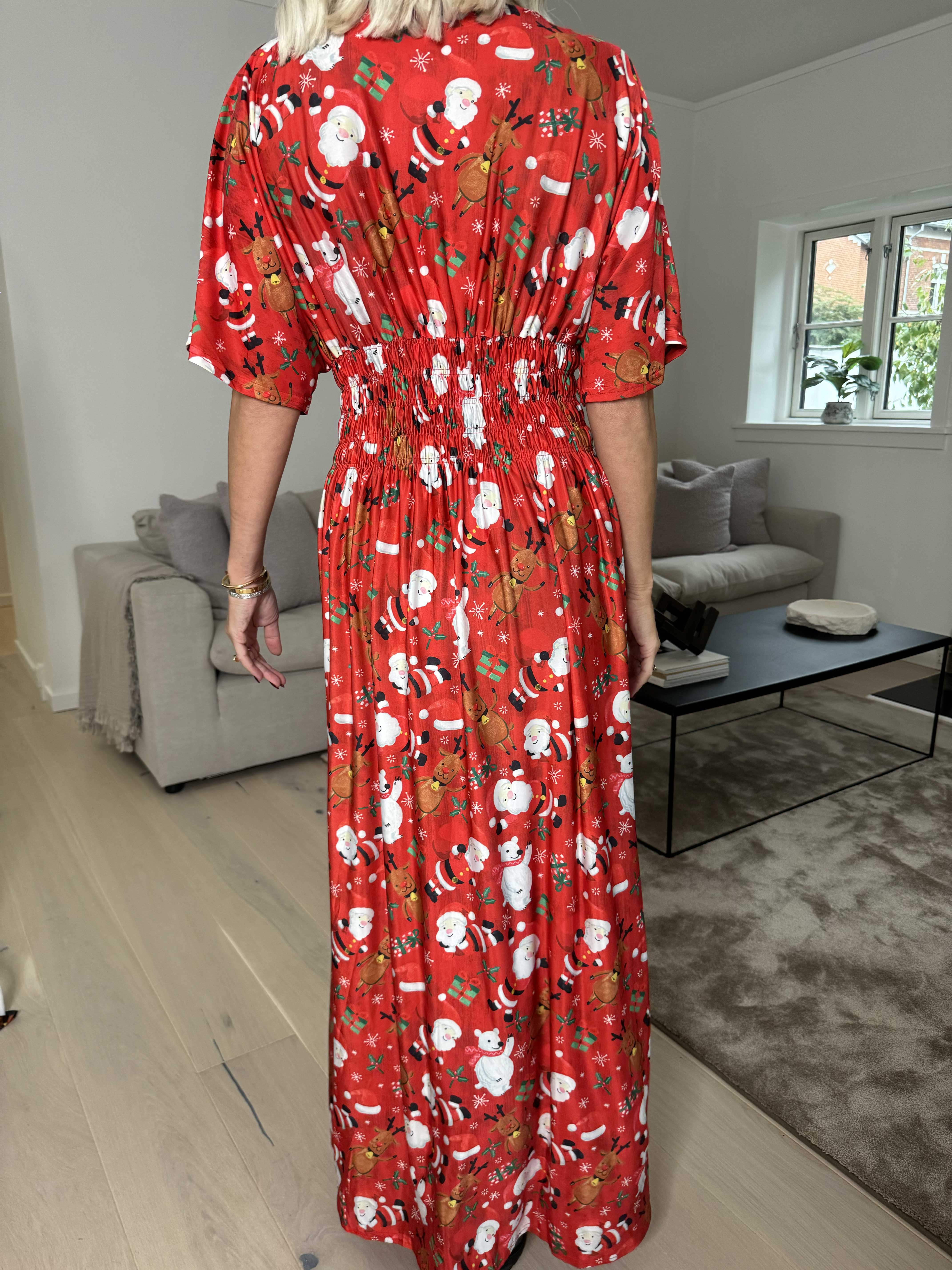 Pams Christmas - Lång klänning med resår och julmotiv